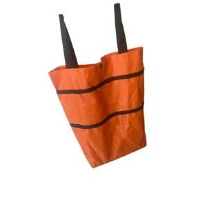 NWT Folding Shopping Cart Bag With Wheels Orange Black Shoulder Straps